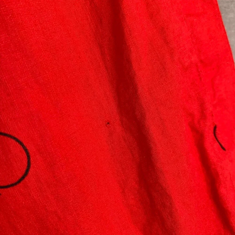 Vintage Handmade Red bicycle ruffled hem full cotton midi skirt, XS - Picture 6 of 8